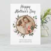 Floral Modern Script Foto Happy Mothers Day (Staand voorkant)