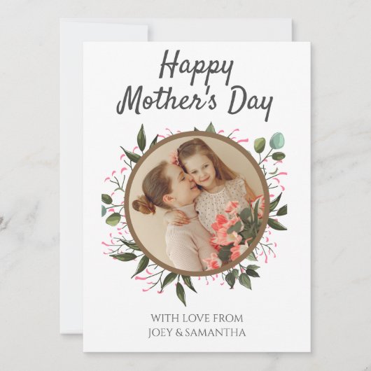 Floral Modern Script Foto Happy Mothers Day (Voorkant)