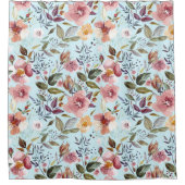 Floral Modern Summer Flower Pattern on Blauwgroen Douchegordijn (Voorkant)
