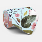 Floral Modern Summer Flower Pattern on Blauwgroen Stropdas (Opgerold)