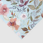 Floral Modern Summer Flower Pattern on Blauwgroen Tissuepapier (Detail)