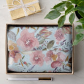 Floral Modern Summer Flower Pattern on Blauwgroen Tissuepapier (Geschenk)