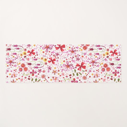 Floral Modern Waterverf Pattern Yogamat (Voorkant (horizontaal))