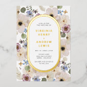 Floral Modern Wedding Folie Uitnodiging (Voorkant)
