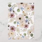 Floral Modern Wedding Folie Uitnodiging (Achterkant)