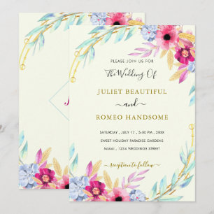 Floral Modern Wedding Invitation - Kies kleuren