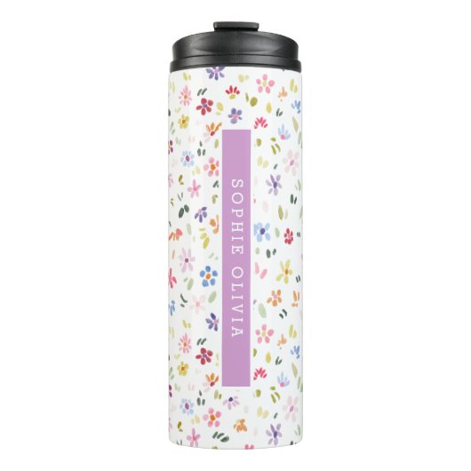 Floral Modern Wildflowers Girly Elegant Stylish Thermosbeker (Voorkant)