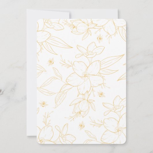 Floral Modern Yellow 42e verjaardag uitnodigingen (Achterkant)