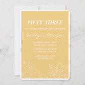 Floral Modern Yellow 53ste verjaardag uitnodiginge Kaart (Voorkant)