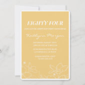 Floral Modern Yellow 84e verjaardag uitnodigingen (Voorkant)