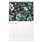 Floral modern zwart blauw meisjesachtig stijlvol kalender (Jan 2026)