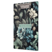 Floral modern zwart blauw meisjesachtig stijlvol klembord (Links)