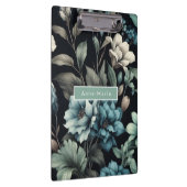 Floral modern zwart blauw meisjesachtig stijlvol klembord (Rechts)