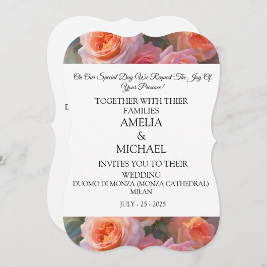 Floral Moderne bruiloft uitnodiging (Voorkant / Achterkant)