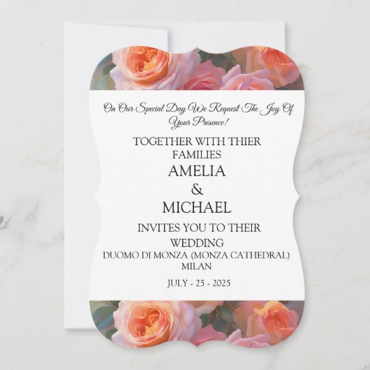 Floral Moderne bruiloft uitnodiging (Voorkant)