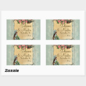 Floral moderne roze roze Tortelduifjes zwemmen Rechthoekige Sticker (Vel)