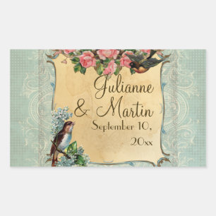 Floral moderne roze roze Tortelduifjes zwemmen Rechthoekige Sticker