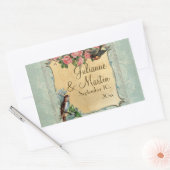 Floral moderne roze roze Tortelduifjes zwemmen Rechthoekige Sticker (Envelop)