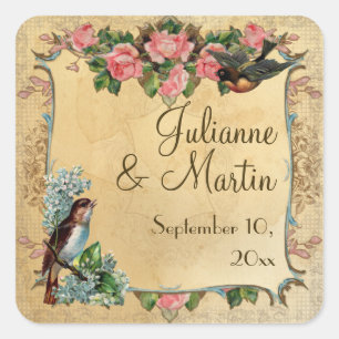 Floral moderne roze roze Tortelduifjes zwemmen Vierkante Sticker