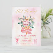 Floral Moderne Waterverf Birthday Party Invitation Kaart (Staand voorkant)