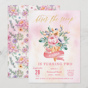 Floral Moderne Waterverf Birthday Party Invitation Kaart