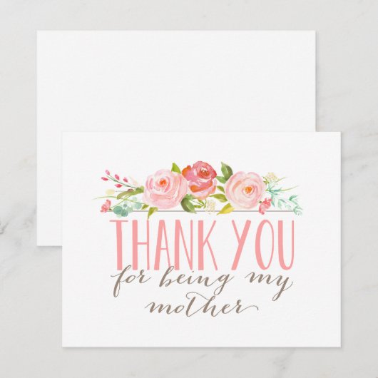 Floral Moeder Dank je Bedankkaart (Voorkant / Achterkant)