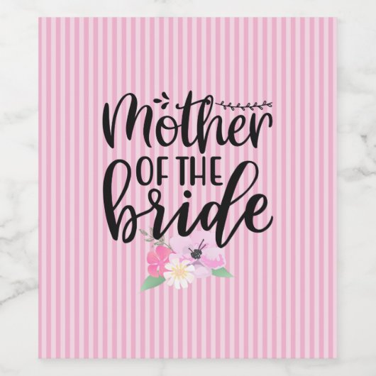Floral Moeder van de Bride Wijn Etiket (Enkel label)