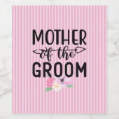 Floral Moeder van de Groom Wijn Etiket (Enkel label)