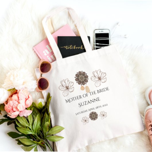 Floral Moeder van het Berichtenhuwelijk van Bride Tote Bag