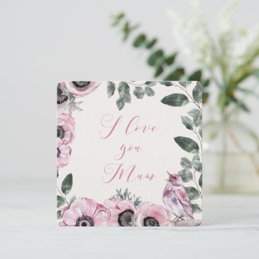 Floral-Moederdag Bedankkaart (Staand voorkant)