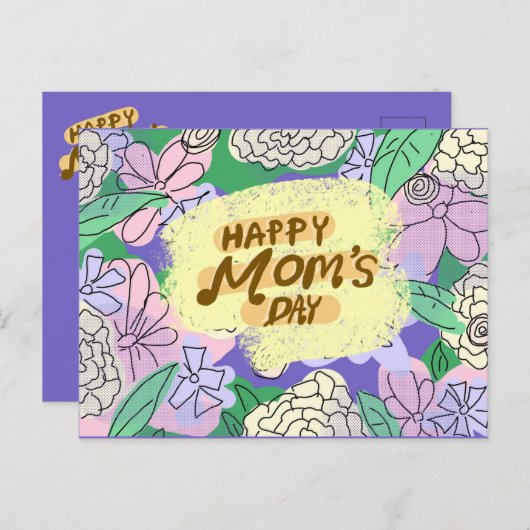 Floral Moederdag Briefkaart (Voorkant / Achterkant)