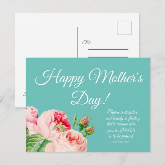 Floral Moederdag Briefkaart (Voorkant / Achterkant)