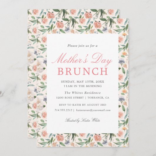  Floral Moederdag Brunch Kaart (Voorkant / Achterkant)