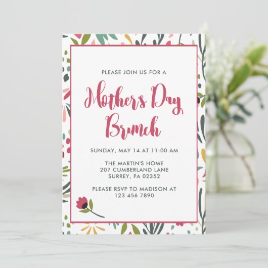 Floral Moederdag Brunch Kaart (Staand voorkant)