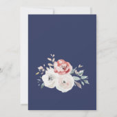 Floral Moederdag Brunch Navy Blue Invitation Kaart (Achterkant)