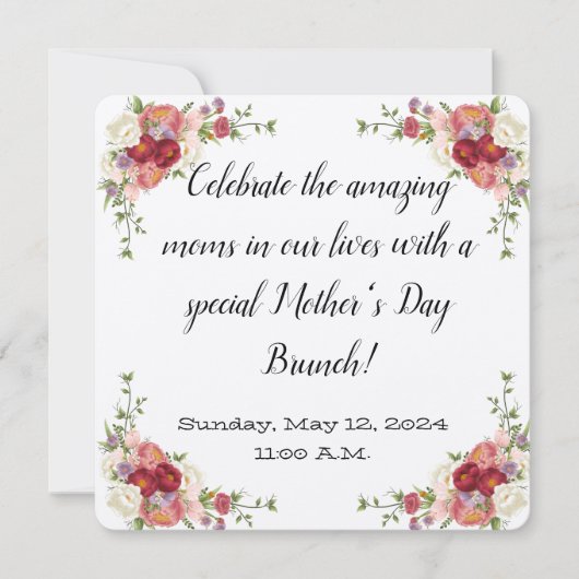 Floral Moederdag Brunch Uitnodiging (Voorkant)