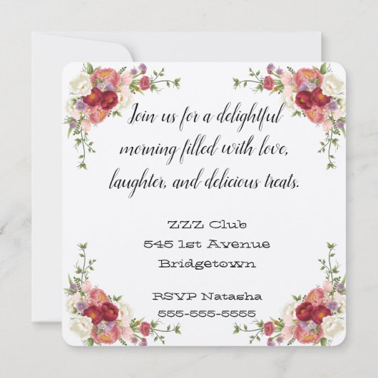 Floral Moederdag Brunch Uitnodiging (Achterkant)