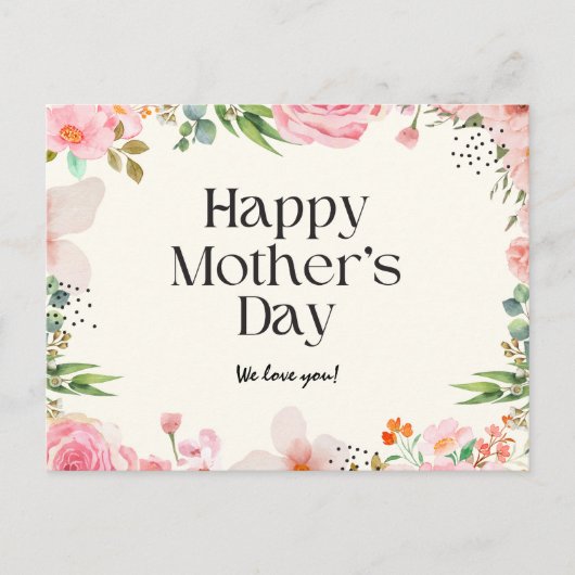 Floral Moederdag Feestdagenkaart (Voorkant)