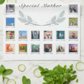 Floral Moederdag Foto Collage Theedoek (Gevouwen)