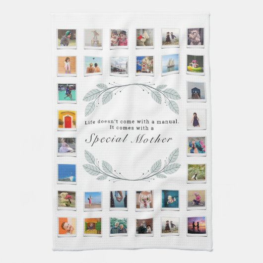 Floral Moederdag Foto Collage Theedoek (Verticaal)