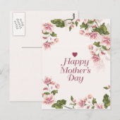 Floral Moederdag Greeting Briefkaart (Voorkant / Achterkant)
