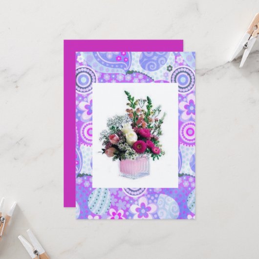 Floral-Moederdag Kaart (Voorkant / Achterkant in situ)