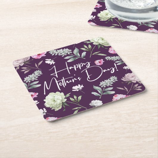 Floral Moederdag Kartonnen Onderzetters (Schuin)