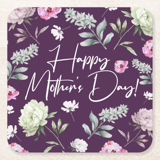 Floral Moederdag Kartonnen Onderzetters (Voorkant)