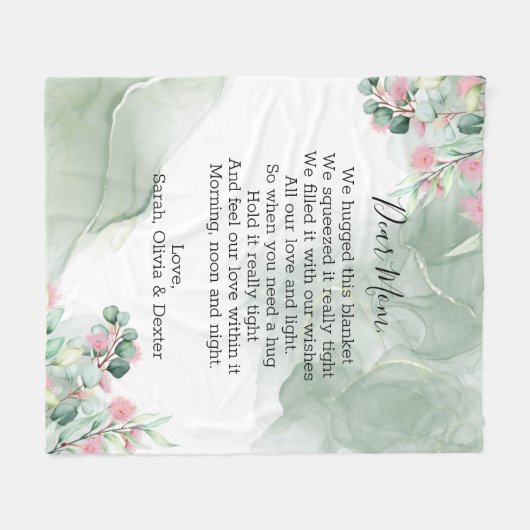 Floral Moederdag mam Grandma Message Fleece Deken (Voorkant (Horizontaal))