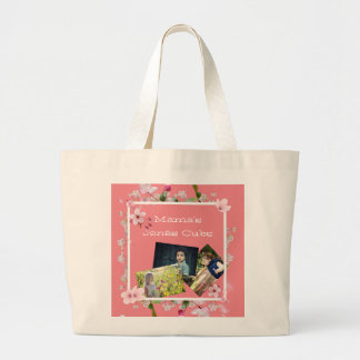 Floral Moederdag Mama's drie foto's cubs Grote Tote Bag