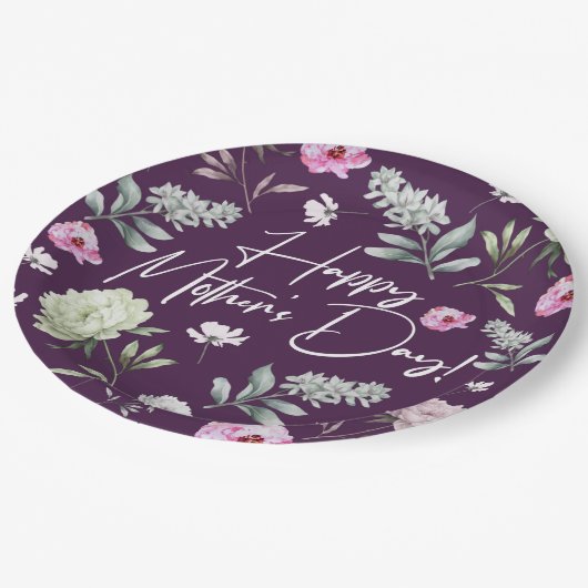 Floral Moederdag Papieren Bordje (Gekanteld)