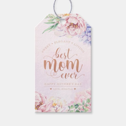 Floral Moederdag Persoonlijke wijn Cadeaulabel (Voorkant)