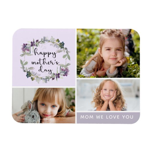 Floral Moederdag Photo Collage Magneet (Horizontaal)