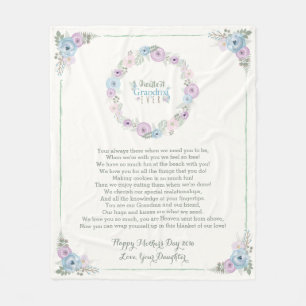 Floral Moederdag Poem Fleece Blanket for Grandma Deken